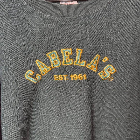 Cabela’s Men Vintage Embroidered Graphic Green Cotton Crewneck Sweatshirt USA XL - Picture 2 of 11